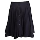 Alaia Navy Blue Textured Skirt with Buttons - Alaïa