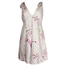 Zimmermann Floral Print Linen Dress with Ties on Shoulders