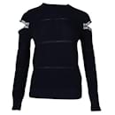 Contemporary Designer Navy Blue Sweater with Openings - Autre Marque