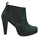 Ganni Green Suede Fiona Ankle Boots