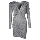 Grey Ebba Dress with Frill Neckline & Puff Sleeves - Autre Marque