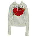 Helmut Lang Ivory Hoodie with Heart Print
