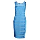 Contemporary Designer Cerulean Blue Sheer Seamed Yoke Dress - Autre Marque