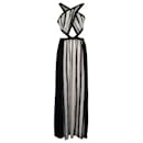 Contemporary Designer Black & White Long Dress With Diamond Middle - Autre Marque