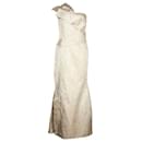 Carolina Herrera Golden Metallic Jacquard Evening Gown