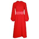 Robe longue rouge avec ceinture en satin - Autre Marque