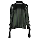 ADEAM Dark Green Striped Pajama Blouse - Autre Marque