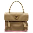 Taupe/Pink Leather and Canvas Muse Two Way Bag - Yves Saint Laurent