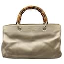 Bamboo Shopper Leather Tote in Gold - Gucci