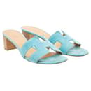 Sandale Oasis en daim turquoise Hermes - Hermès