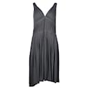 Marc Jacobs Grey Pleated Dress with Blue Trim