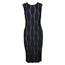 Contemporary Designer Black & Shimmering Blue Bodycon Dress - Autre Marque