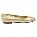 Gold Stingray Embossed Leather Cap Toe Ballet Flats - Chanel