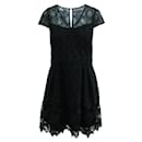 CONTEMPORARY DESIGNER Black Lace Dress with Delicate V-neckline - Autre Marque