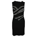 Diane Von Furstenberg Schmal geschnittenes schwarzes Kleid mit Animal-Print-Einsätzen