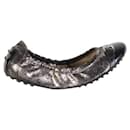 TOD'S Scaled Silver Elastic Ballerinas - Tod's