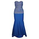 CONTEMPORARY DESIGNER Strapless Blue Embroidered Dress - Autre Marque