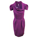 Oscar De La Renta Purple Pleated Short Sleeve Midi Dress - Oscar de la Renta