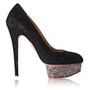 CHARLOTTE OLYMPIA Black Suede Sequins Pumps - Charlotte Olympia