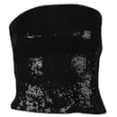 Contemporary Designer Black Sequined Strapless Party Top - Autre Marque
