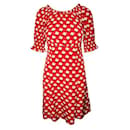 ZEITGENÖSSISCHES DESIGNER-Kleid in Rot mit Print und zartem V-Ausschnitt - Autre Marque