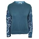 CONTEMPORARY DESIGNER Sea Blue Knitted Sweater with Embroidered Sleeves - Autre Marque