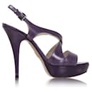 PRADA Purple Leather Strappy High Heel Sandals - Prada