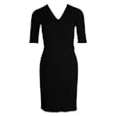 Helmut Lang Black Midi Dress with Short Sleeves & Front Paneling