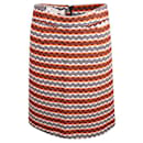 Marni Orange, Black and White Jacquard Knee Length Pencil Skirt