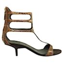 Gianvito Rossi Snakeskin Sandals With Low Heel