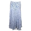 Diane Von Furstenberg Blue and White Silk Midi Skirt