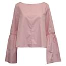 Contemporary Designer Pink Boat Neck Blouse With Ruffles - Autre Marque