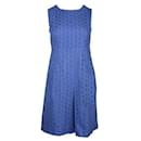 Vestido texturizado azul índigo Diane Von Furstenberg