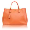 PRADA Saffiano Luxe Orange Tote Bag - Prada