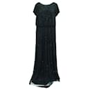 CONTEMPORARY DESIGNER Short Sleeve Black Beaded Gown - Autre Marque