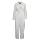 Reformation Ivory Jumpsuit with Metallic Zipper at Front