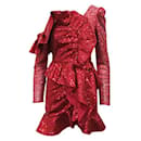 SELF-PORTRAIT Red Sequined Set Top + Skirt - Self portrait