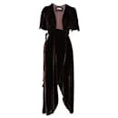Reformation Dark Brown Velvet Wrap Midi Dress