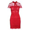 SANDRO Red Lace Dress with Bow - Sandro