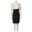 Black and white Marchesa Notte silk dress