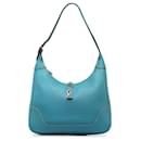 Blue Hermes Togo Trim II 31 Shoulder Bag - Hermès