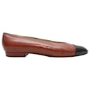 Zapatillas de ballet Chanel vintage marrón y negro con puntera talla 36.5