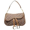 Brown Dior Oblique lined Saddle Shoulder Bag