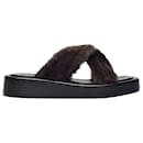Tresse Shearling Platform Sandals in Brown Leather - Autre Marque