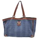 Blauer Abbey Tote Bag aus Denim und Leder mit D-Ring und Logo - Gucci