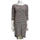 Old Spice Ganni striped dress in burgundy and white