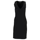 Ärmelloses V-Ausschnitt-Kleid von Ralph Lauren aus schwarzer Wolle