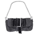 Lanvin Crystal-Buckle Chain Shoulder Bag in Grey Wool