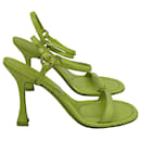 By Far High Heel Sandals in Green Croc-Embossed Leather