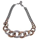 Swarovski Crystal Chunky Two-Toned Curb Link Necklace in Multicolor Metal